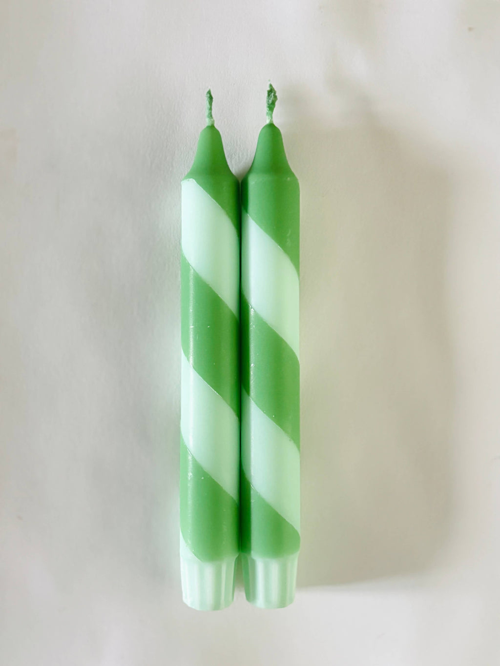 Hand Dipped Colourful Green Stripe Candy Cane Candle