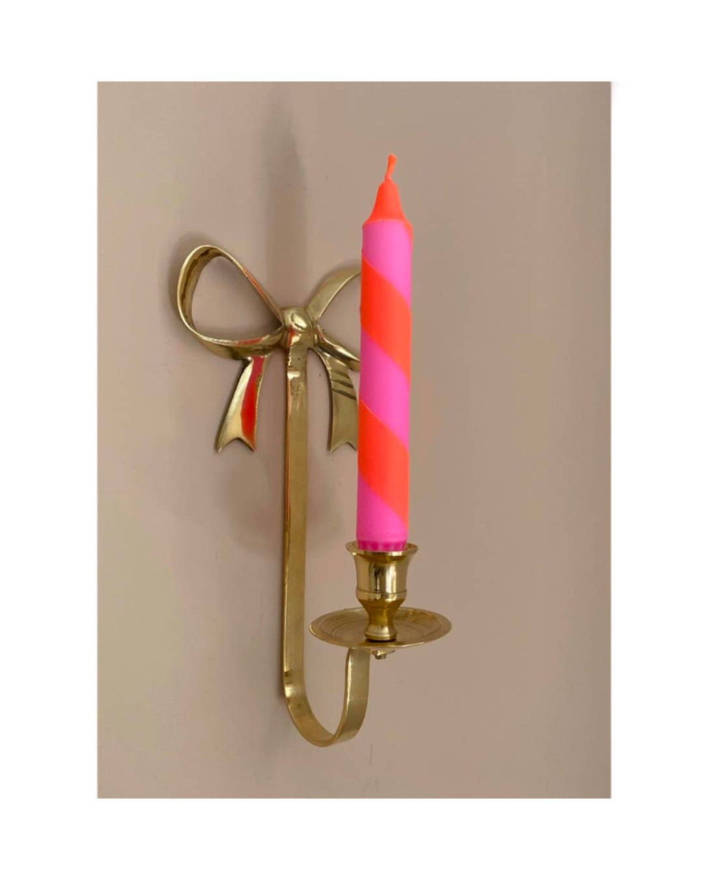 Neon Orange & Pink Spiral Twist Hand Dipped Dinner Candle 