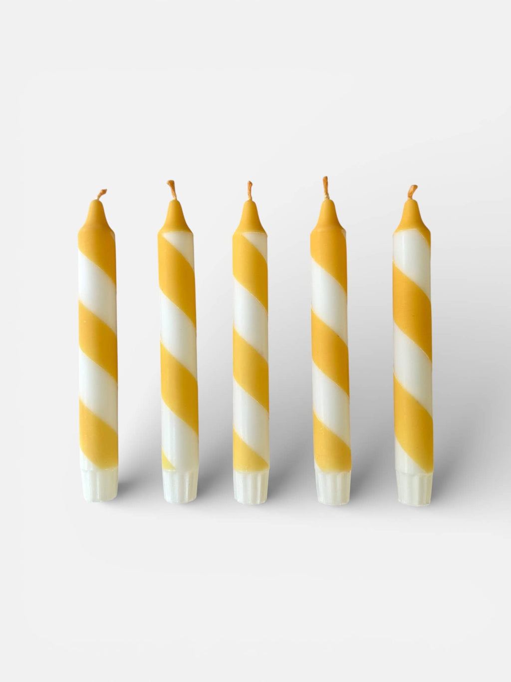 Butter Yellow & White Candy Cane Stripe Hand Dipped Candle