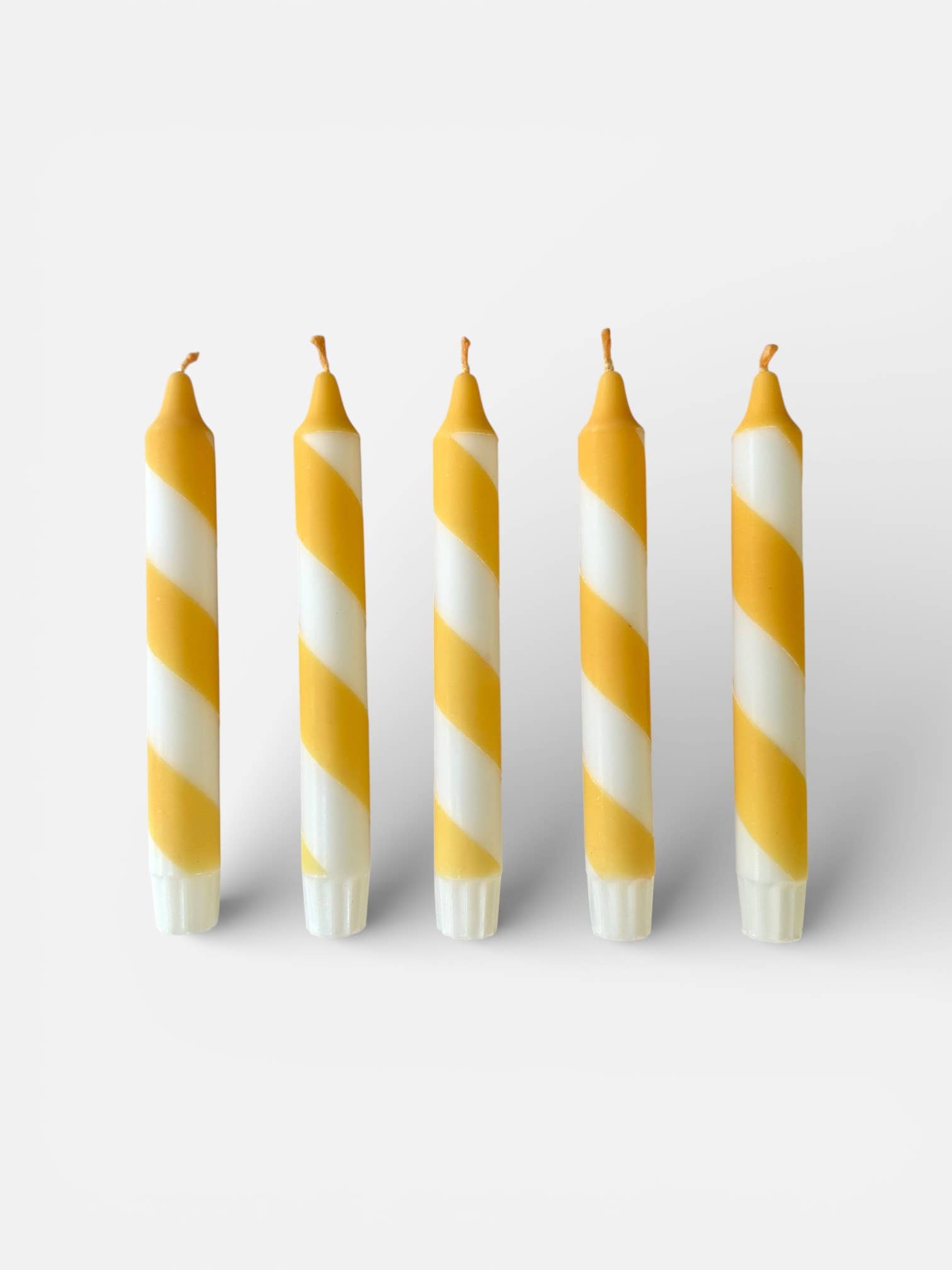 Butter Yellow & White Candy Cane Stripe Hand Dipped Candle