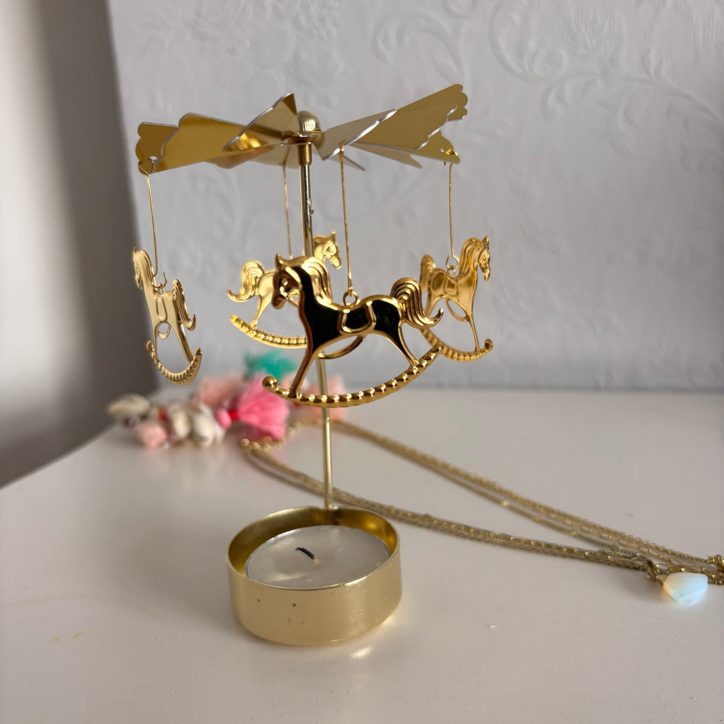 Gold Carousel Candle Holder - 13cm