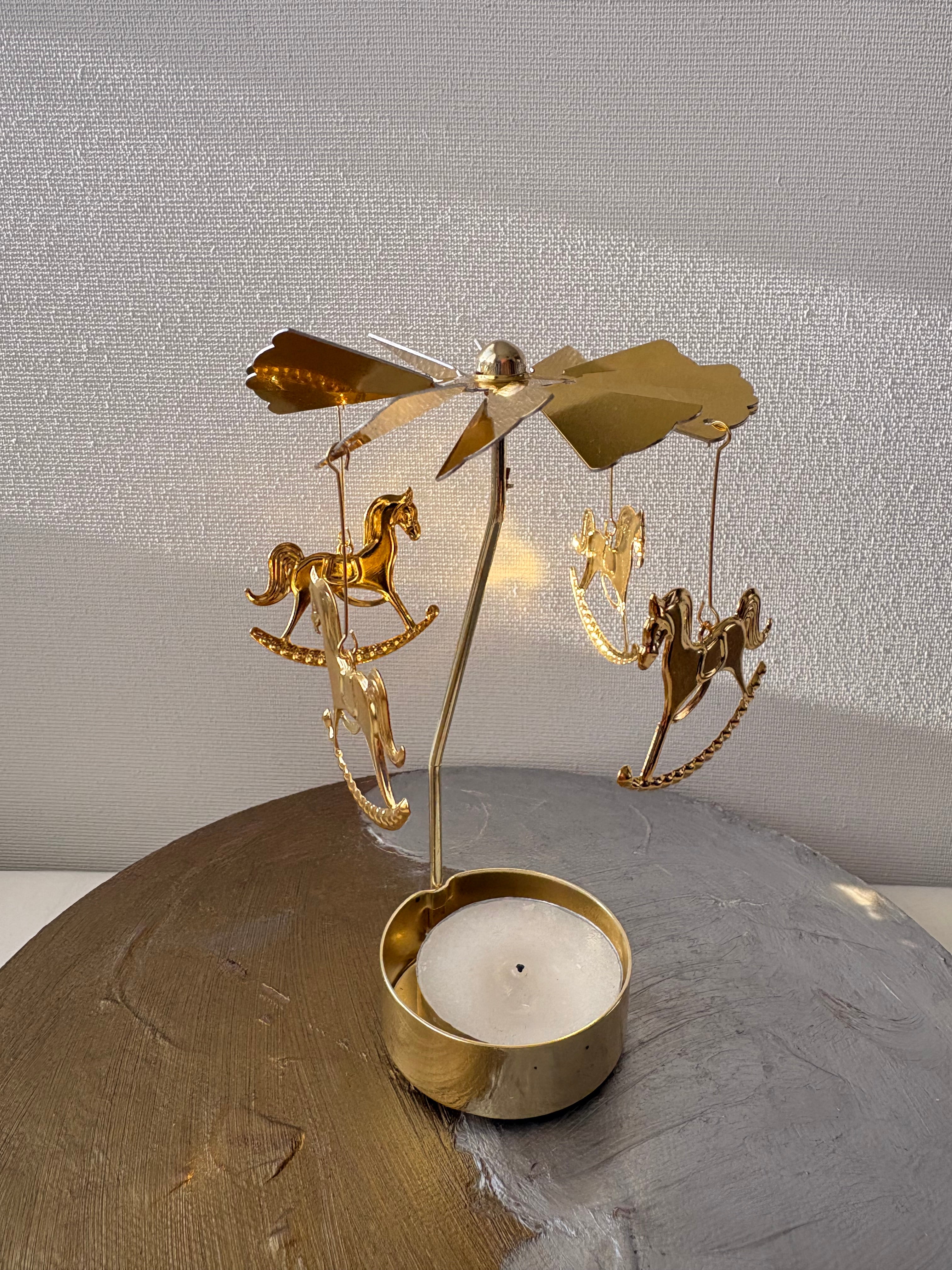 Gold Carousel Candle Holder - 13cm