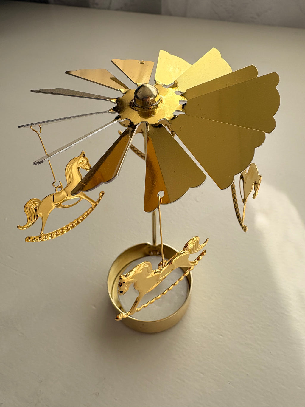 Gold Carousel Candle Holder - 13cm
