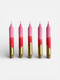 Hand Dipped Pink, Red & Gold Dinner Candle