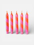 Neon Orange & Pink Spiral Twist Hand Dipped Dinner Candle 